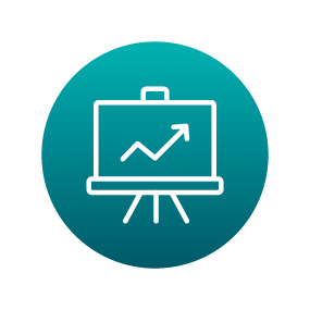 Presentation board with an upward arrow representing sustaining high expectations.