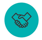 Icon of hands shaking in greeting.