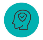 Icon of a head with a checkmark signifying psychological safety.